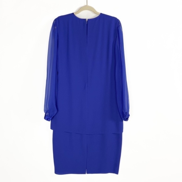 Vintage Ursula of Switzerland Layered Long Sleeve Satin Trim Evening Dress - Picture 2 of 16